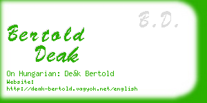 bertold deak business card